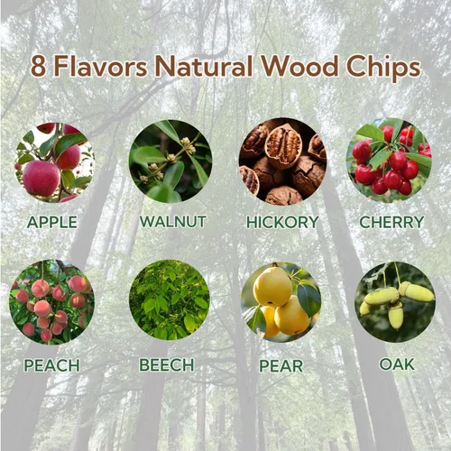 Vista 7 de Paquete variado de chips de madera ahumador de cóctel de 8 sabores, para bourbon y whisky, manzana, nogal, cereza, pera, roble, nuez, haya
