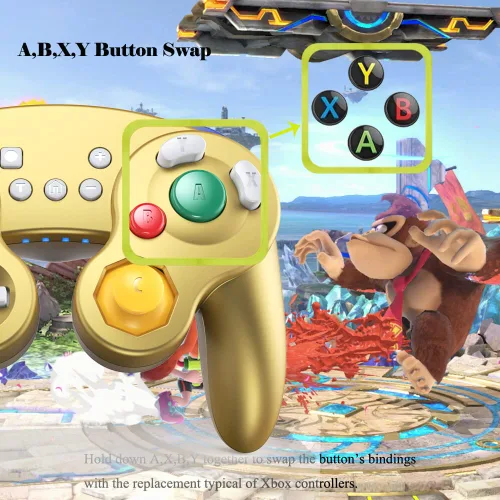 Vista 7 de EXLENE Gamecube Controller Switch, Wireless Switch Pro Controller for Nintendo SwitchLitePCAndroidiOSSteam, Support Wake Up, Motion, Adjustable