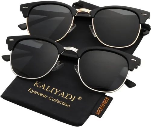 Vista 32 de KALIYADI Gafas de sol polarizadas para hombres y mujeres, marco semi sin montura, para conducir con bloqueo UV A01-(1 Pack) Tortuga Mate G15