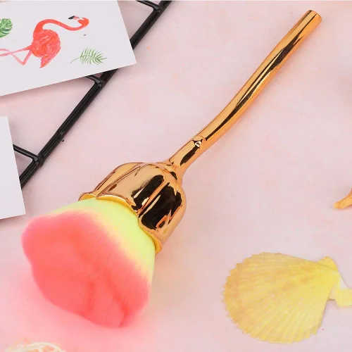 Vista 7 de Cepillo de polvo de uñas suave de 2 colores conveniente para uñas con mango (03-amarillo claro + polvo rosa)