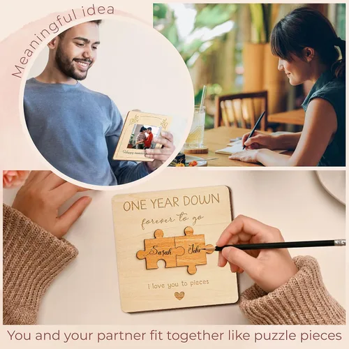 Vista 4 de STOFINITY Tarjeta de Aniversario de 1 Año para Novio Novia - Tarjetas de Feliz Primer Aniversario para Hombres, 1ª Tarjeta de Citas de Papel