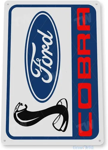 Vista 3 de Tinworld Letrero de estaño: Ford Cobra Racing Retro Garage Sign Auto Shop Ford Sign C684