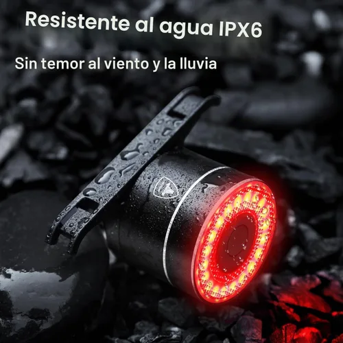 Vista 7 de Luz trasera inteligente para bicicleta, encendido/apagado automático, luz trasera con detección de freno, luz trasera de bicicleta recargable USB C
