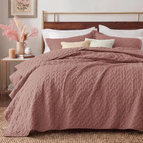 Vista 28 de Bedsure Quilts Twin Size - Lightweight Bedspreads Twin Size with Basket Weave Pattern, Soft Quilt Bedding Set, Grey Comforter Set Coverlet for All