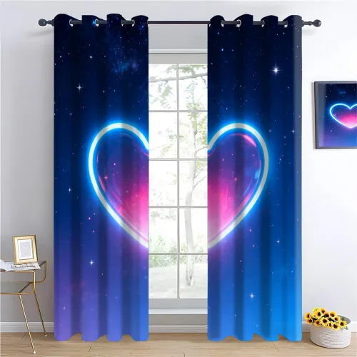 Vista 12 de Cyber Ring Curtains, Thermal Insulated Darkening Drapes For Sci-Fi Home Decor, Futuristic Neon Circle Digital Grid Scene Grommet Window Treatments