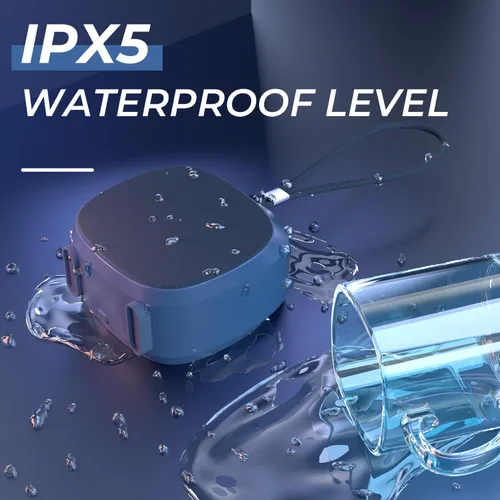 Vista 6 de PEICHENG Altavoz, pequeño altavoz portátil Bluetooth inalámbrico IPX5 impermeable para ducha, sonido estéreo fuerte, graves profundos, Azul