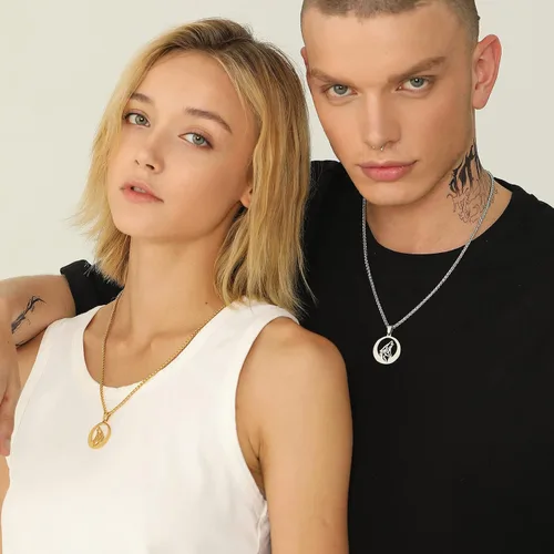 Vista 2 de U7 Collares punk camaleónáguiladragónhalcónlobo para hombres y mujeres, colgante de animal de acero inoxidable negro retro, regalo de joyería