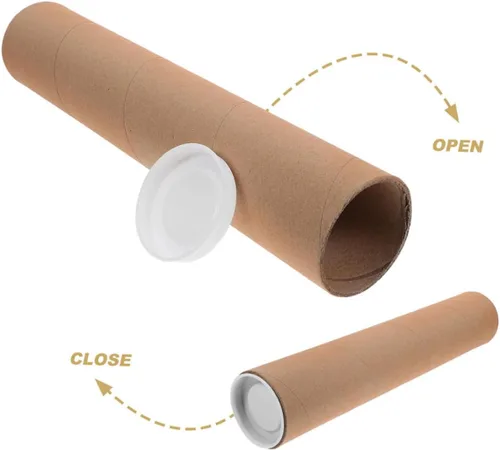Vista 6 de 2 tubos de correo Kraft con tapas, tubo portador de póster para envío, almacenamiento y protección de obras de arte y documentos, versátil diseño
