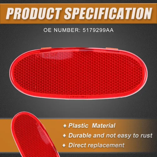 Vista 3 de X AUTOHAUX Panel de la puerta delantera Cubierta de la luz del reflector para Dodge para Ram 1500 2002-2008 5179299AA rojo