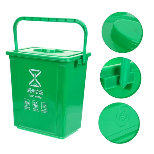 Vista 4 de STOBAZA Contenedor de basura para mostrador de basura, pequeño contenedor de compostaje para interiores, cubo de compostaje para cocina, papelera