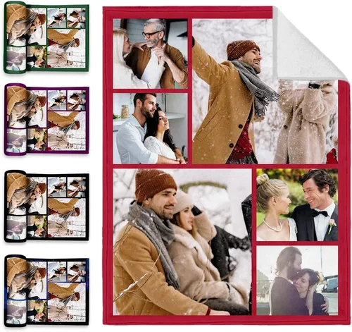 Vista 6 de Novgarden Manta personalizada con foto para novia/novio, "I LOVE You" personalizada de Navidad para pareja, mantas de franela con fotos