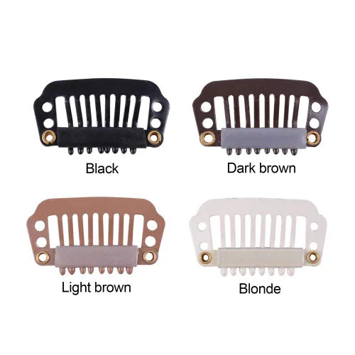 Vista 2 de YANTAISIYU 24 unids/1.102 in 8 dientes Metal peluca clips con goma Snap Clips para peluca Hairpiece Hair Extension Accesorios (negro)