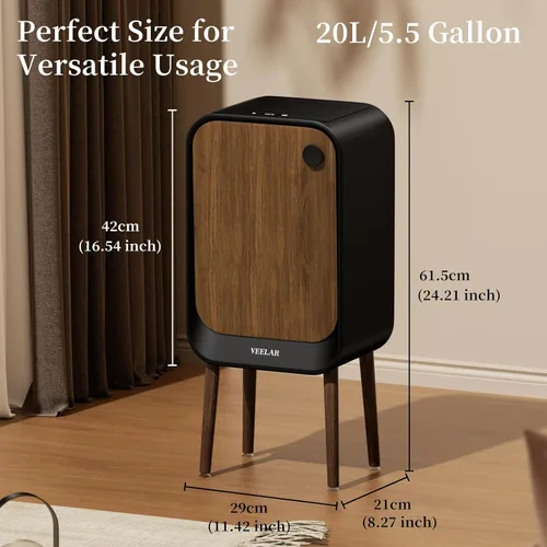 Vista 2 de Bote de basura con sensor de movimiento, contenedor de basura automático sin contacto de 5.5 galones para baño, dormitorio, cocina, oficina (negro)