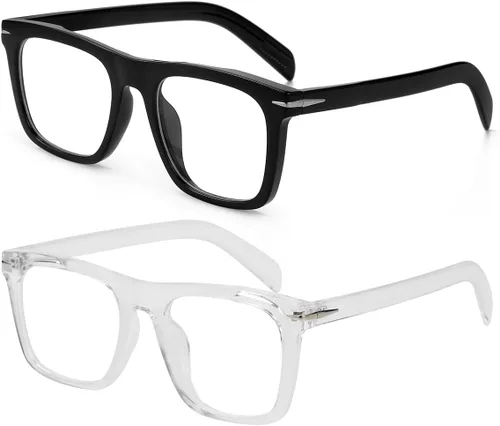 Vista 17 de Gafas de bloqueo de luz azul de moda con marco cuadrado para hombres y mujeres, gafas de computadora sin receta, 01 Negro