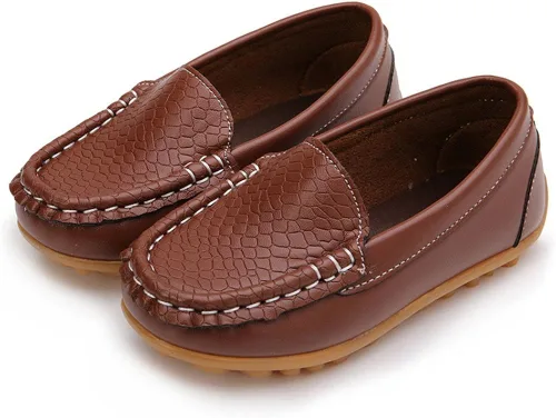 Vista 4 de Lonsoen - Mocasines de meter para niños y niñas, suaves y de vestir