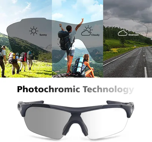 Vista 2 de UKNOW Lentes de sol fotocromáticos para hombres y mujeres, lentes de transición con lente de visión nocturna, gafas de sol deportivas para ciclismo