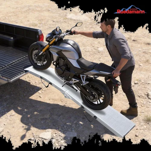 Vista 6 de Ruedamann Rampa plegable de aluminio de 7.5 pies, rampa portátil, rampas de carga de 11 pulgadas para motocicleta, capacidad de 750 libras