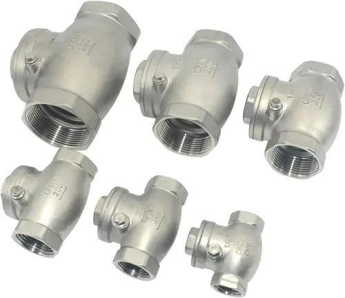 Vista 8 de 1/2" Válvula de retención de giro de acero inoxidable SS316, rosca hembra NPT x hembra, WOG 200 PSI PN16 CF8M