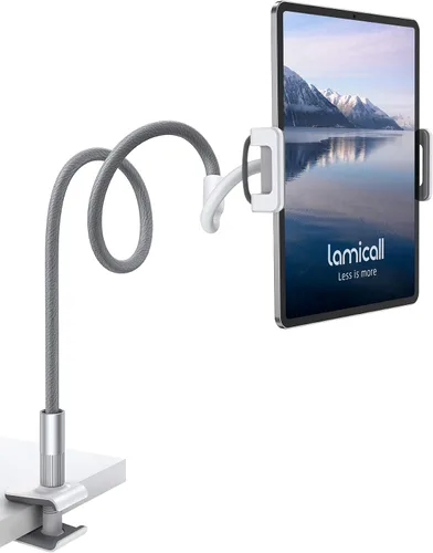 Vista 8 de Lamicall Soporte para tablet de cuello de cisne: soporte flexible para tableta con clip de brazo para cama, soporte de escritorio, compatible