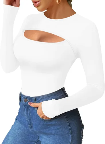 Vista 3 de MANGOPOP Body de manga larga sin mangas para mujer con corte frontal