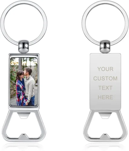 Vista 10 de PiercingJ Bottle Opener Keychain Personalized Picture Opener Keyring Accessories Gifts for Husband Dad Birthday Father's Day