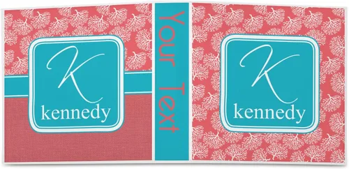 Vista 2 de Carpeta personalizada de 3 anillas coral y verde azulado - 2 pulgadas
