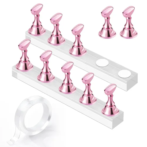 Vista 13 de Makartt Soporte de uñas para uñas a presión, práctica de pintura artística, soporte magnético para pintar uñas, soporte para diseños de uñas
