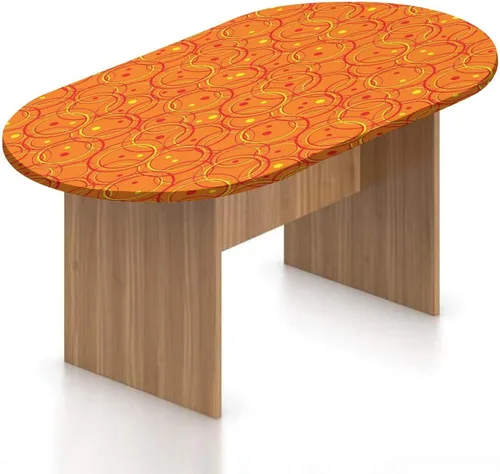 Vista 8 de Mantel ajustable ovalado, color naranja quemado con bordes elásticos y bordes elásticos, para mesa con estampado de pétalos de flores y encaje