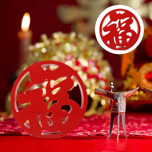Vista 8 de ARTIBETTER Adorno de madera de personaje chino rojo fu, estatuas de escritorio, manualidades, escultura, decoración de felicidad china, centro
