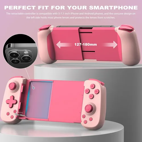 Vista 5 de arVin Wireless Gaming Controller for iPhone, iPad, Android, Samsung Galaxy, Tablet, Switch, PS4, PC Gamepad with Hall Effect JoystickTurbo6-Axis