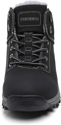 Vista 4 de TSIODFO Botas de moda para hombre invierno impermeables para exterior con piel para senderismo negras Negro 01