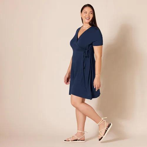 Vista 8 de Tienda Essentials - Vestido de manga casquillo para mujer, estilo cruzado falso