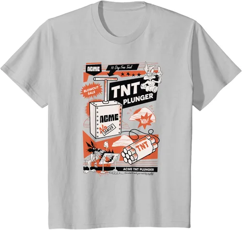 Vista 22 de Looney Tunes Wile E. Coyote - Camiseta de émbolo TNT, Blanco, S