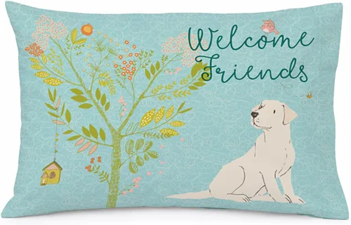 Vista 30 de Caroline's Treasures BB7625PILLOWCASE - Funda de almohada decorativa de tela con texto en inglés "Welcome Friends" Airedale Terrier estándar