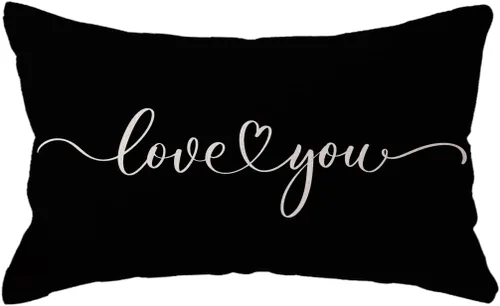 Vista 7 de Love You - Fundas de almohada lumbar para parejas, aniversarios, bodas, compromisos, día de San Valentín, 12 x 20 pulgadas (beige)
