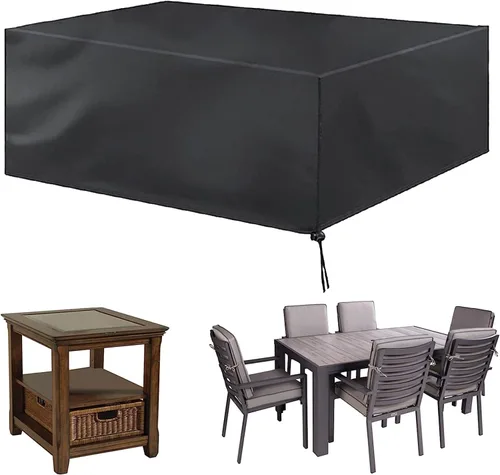 Vista 8 de Juego de fundas para muebles de jardín, fundas impermeables para muebles de patio, fundas para muebles de jardín, impermeables, rectangulares