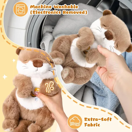 Vista 5 de Baby Comfort - Máquina de sonido de felpa con música, luces cálidas, momentos tranquilos para niños y adultos Peluche Que Respira