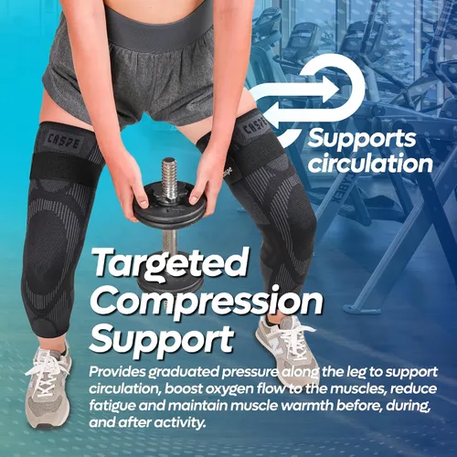 Vista 6 de Caspe Leg Compression Sleeve With Strap, Full Length Thigh Knee Calf Support, Knee Compression Sleeve Women & Men, Full Leg Support for Light