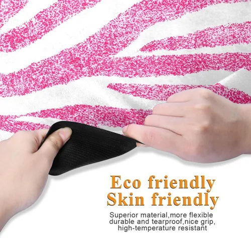 Vista 3 de Hot Pink Zebra Pattern Yoga Mat Non Slip Thick Kids Eco Friendly Rubber Workout Foldable Yoga Mat Women Exercise