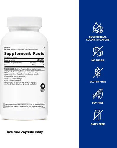 Vista 5 de GNC Vitamina B-12 1500mcg, apoya la producción de energía, 90 cápsulas