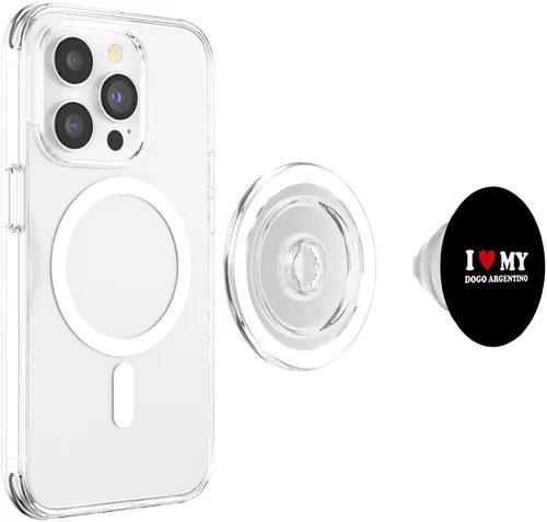 Vista 4 de I Heart Dog Dad Mom - I Love Dogo Argentino PopSockets MagSafe PopGrip para iPhone