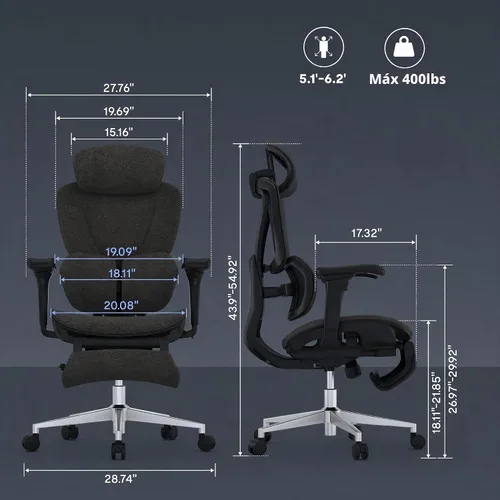 Vista 2 de FLEXISPOT Sentinel Premium Ergonomic Gaming Chair Charcoal