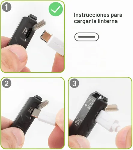 Vista 4 de Linterna RovyVon A1 recargable, tamaño pequeño, USB