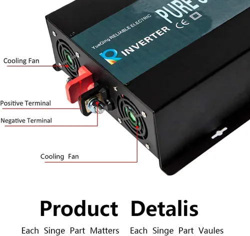 Vista 2 de WZRELB Full Power Endurable 3500W 12VDC a 120VAC 60HZ US DUAL OUTLETS LED Display Pure Onda sinusoidal inversor convertidor de potencia