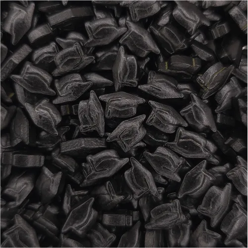 Vista 4 de NCS Gránulos comestibles de caramelo en forma de gorra de graduación – Decoración de cupcakes, pasteles y galletas, 7 onzas Gorra Grad Negra