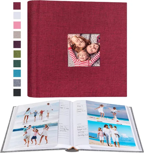 Vista 33 de Mublalbum - Pequeño álbum de fotos 4x6 con cubierta de lino y áreas de notas, libro de fotos con bolsillos verticales para boda, familia, bebé