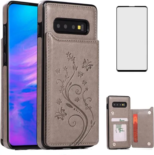 Vista 8 de Funda de teléfono para Samsung Galaxy S10 Plus con protector de pantalla de vidrio templado y tarjetero con soporte para tarjetero, accesorios