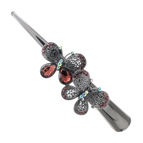Vista 5 de Fashion & Lifestyle Juego de 3 pinzas de corte de cocodrilo grandes de aleación de metal para mujeres y niñas, horquillas de sujeción bastante