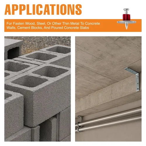 Vista 3 de Freeman Pasadores individuales de hormigón con arandelas 1 pulgada Acero galvanizado 100 unidades Interior y exterior Compatible