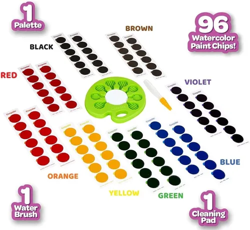 Vista 5 de Crayola Paleta de Acuarela Pop & Paint, Kit de Pintura Lavable, Set de Pintura de Acuarela Sin Desorden para Niños, Artes y Manualidades, Regalos